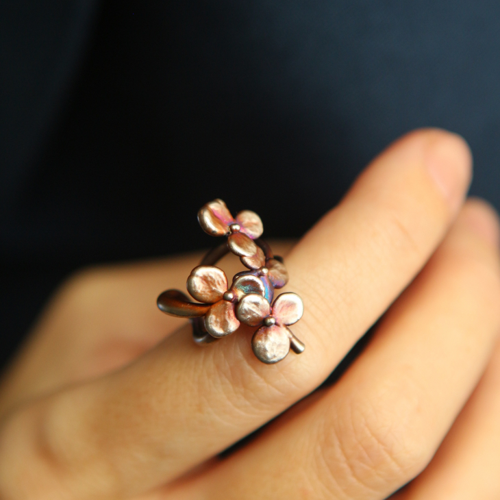 Cuff in silver, Hydrangea, фото 2